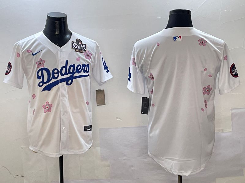 Men Los Angeles Dodgers Blank White Sakura Edition 2025 Nike MLB Jersey style 2